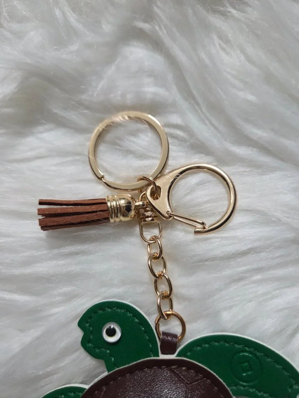 Faux Leather Turtle Keychain